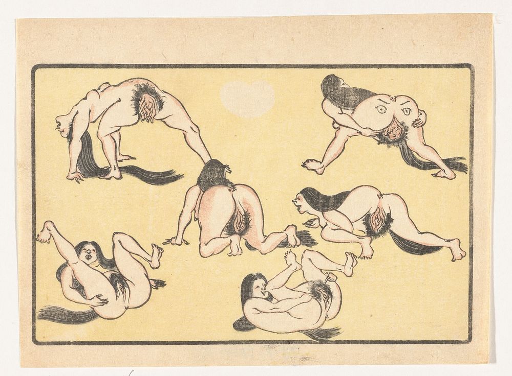 Naakte vrouwen (c. 1870 - c. 1880) by Kawanabe Kyôsai