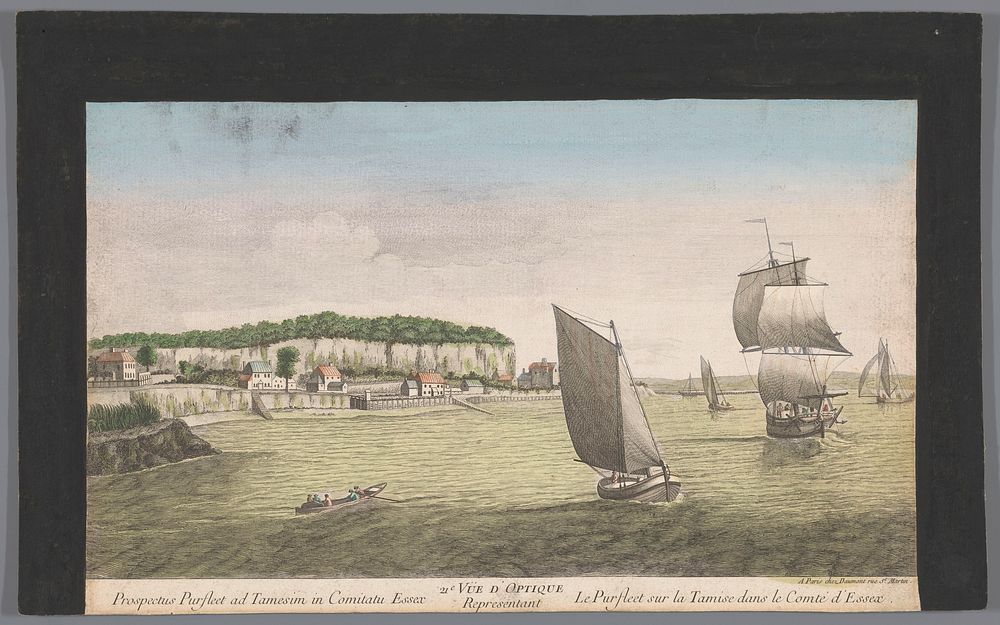 Gezicht op zeilschepen op de rivier de Theems te Purfleet (1745 - 1775) by Jean François Daumont and anonymous