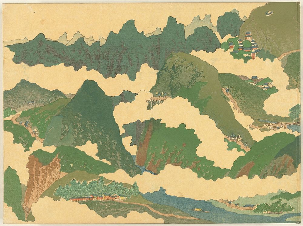 Het Gele rivier deel (1916) by Fukuda Bisen, Fukuda Bisen, Okada Seijiro, Nishimura Kumakichi and Kanao Bunendo