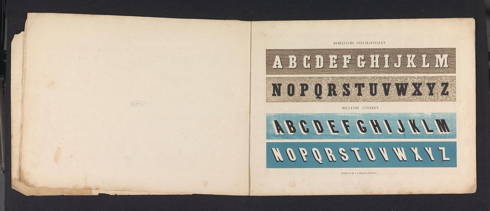 Twee alfabetten in Romein (1855) by Pieter Wilhelmus van de Weijer, Pieter Wilhelmus van de Weijer and C van der Post II