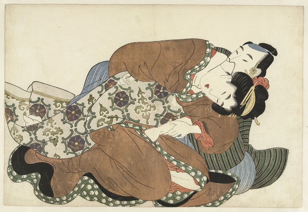 Vrijend paar (c. 1810) by Kikugawa Eizan