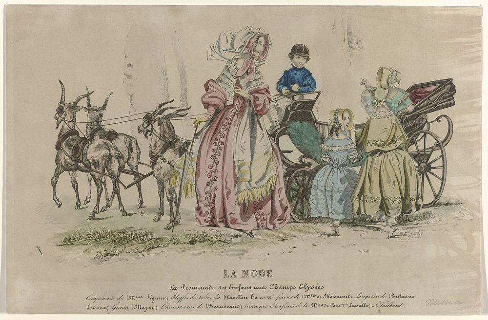 La Mode, 9 avril 1842 : La promenade des Enfans (...) (1842) by Pierre Numa Bassaget