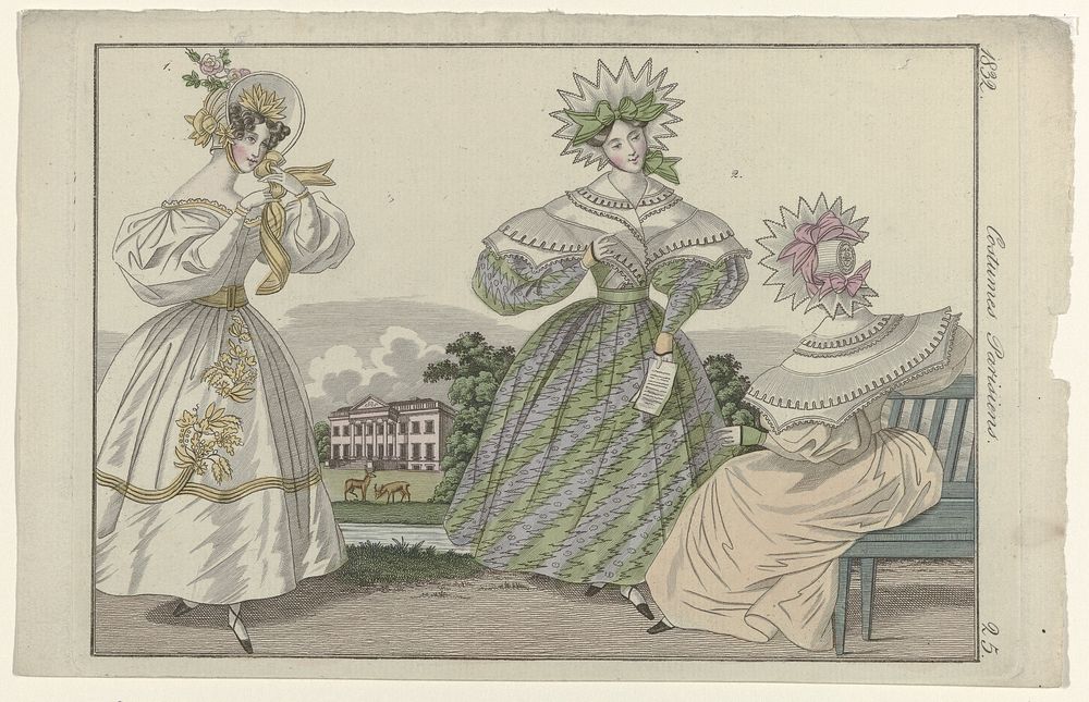 Journal des Dames et des Modes, editie Frankfurt, 1832, Costumes Parisiens, No. 25 (1832) by anonymous and J P Lemaire