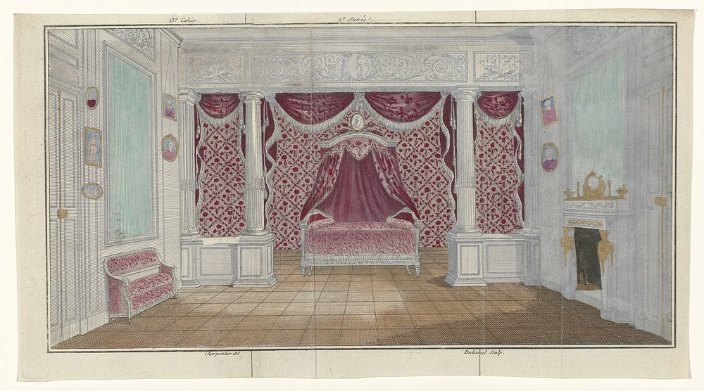 Magasin des Modes Nouvelles Françaises et Anglaises, 20 mars 1787, 2e année, 13e cahier : Chambre à coucher (...) (1787) by…