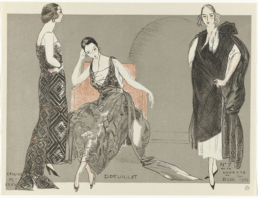 Gazette du Bon Ton, 1920 - No. 7, Croquis Pl. XXXV: Doeuillet (1920) by Fernand Siméon, anonymous, George Doeuillet, Lucien…