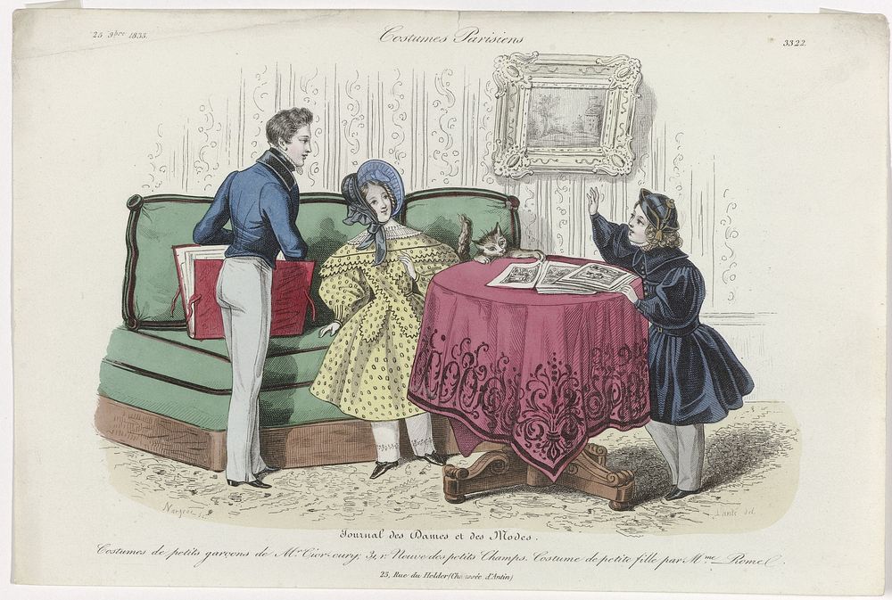 Journal des Dames et des Modes, Costumes Parisiens, 25 septembre 1835, (3322): Costumes de petits garçons (...) (1835) by…