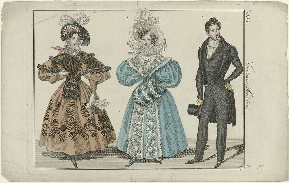 Journal des Dames et des Modes, editie Frankfurt 1832, Costumes Parisiens, (2) (1832) by Monogrammist M Italië 16e eeuw and…