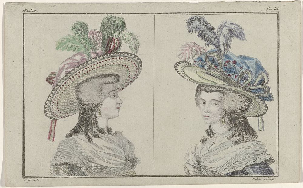 Cabinet des Modes ou les Modes Nouvelles, 1 août 1786, Pl. III (1786) by A B Duhamel, Pugin and Buisson