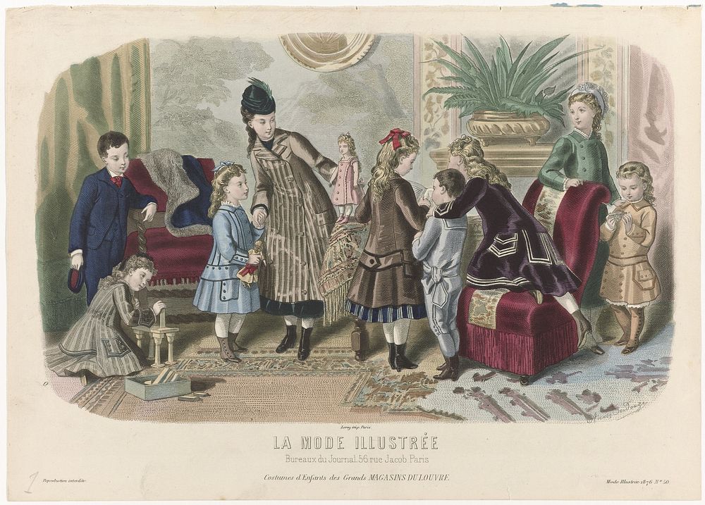 La Mode Illustrée, 1876, No. 50 : Costumes d'Enfants (...) (1876) by anonymous, Anaïs Colin Toudouze and Leroy