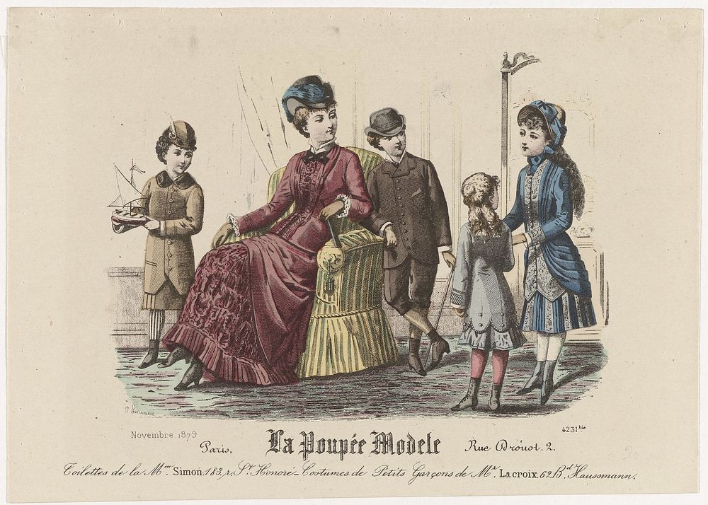 La Poupée Modele, novembre 1879, No. 4231 bis : Toilettes de la Mon Simon (...) (1879) by anonymous