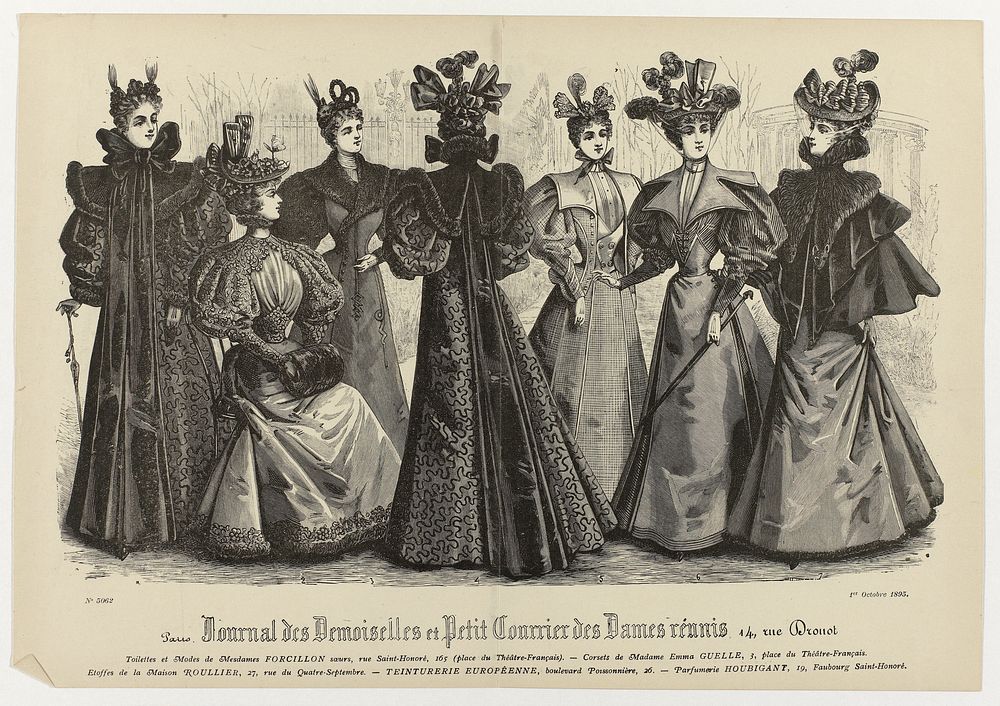 Journal des Demoiselles et Petit Courrier des Dames Réunis, 1 Octobre 1895, No. 5062 : Toilettes et Modes (...) (1895) by…
