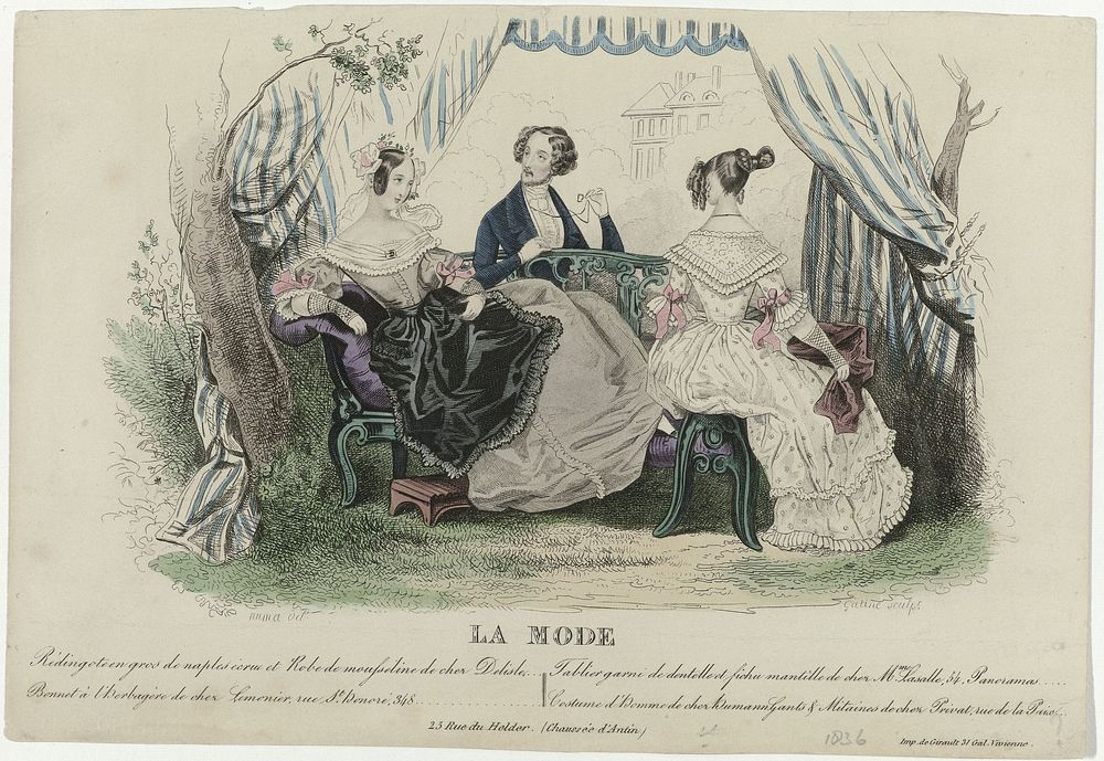 La Mode, 1836 : Rédingote en gros de naples écru (...) (1836) by Georges Jacques Gatine, Pierre Numa Bassaget, Alfred Xavier…