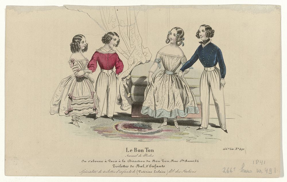 Le Bon Ton, 1841, 266e. Liv. No. 491 : Spécialité de toilettes d'enfants (...) (1841) by anonymous