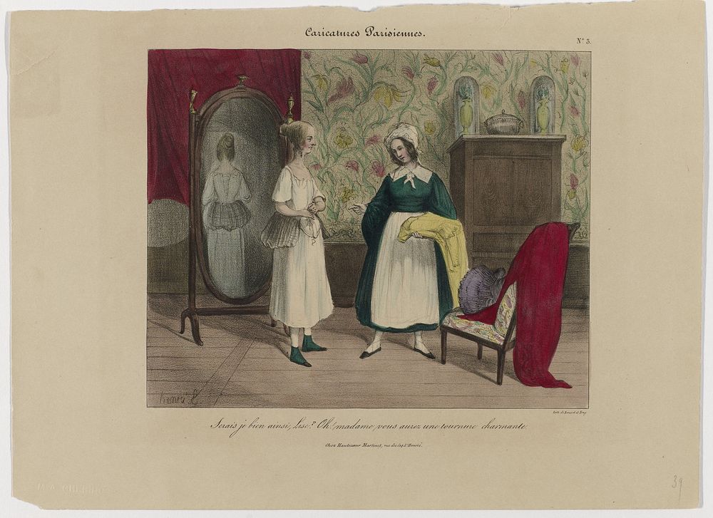 Caricatures Parisiennes, ca. 1838-1840, No. 3: Serais je bien (...) (c. 1838 - c. 1840) by Bernard et Frey and Hautecoeur…