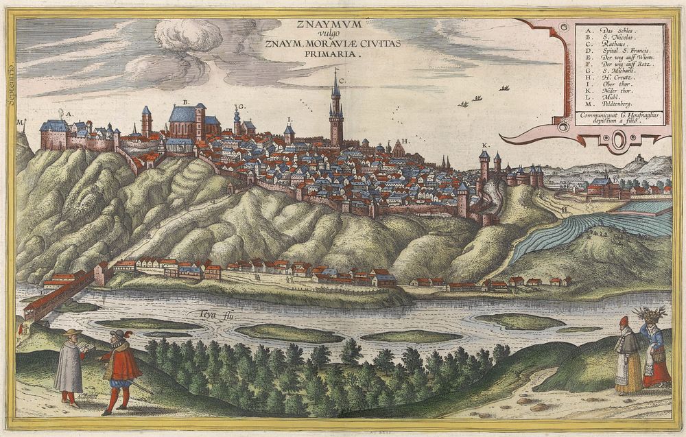 Gezicht op Znaymvm/Znojmo in Tsjechie (1620) by Jacob Hoefnagel, Joris Hoefnagel and Georg Braun