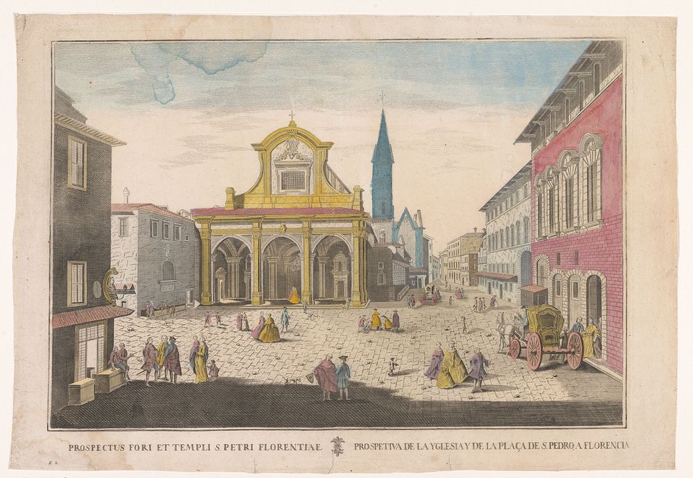 Gezicht op een plein in Florence (1700 - 1799) by familie Remondini and anonymous