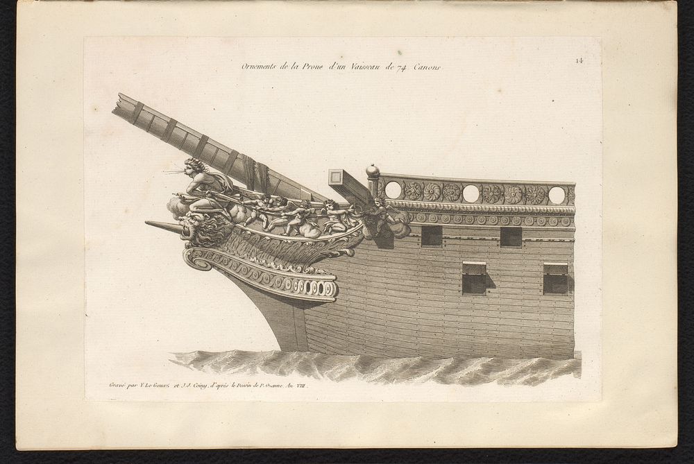 Voorsteven en boegbeeld van een zeilschip (1799 - 1800) by Joseph Coiny, Yves Marie Le Gouaz and Pierre Ozanne