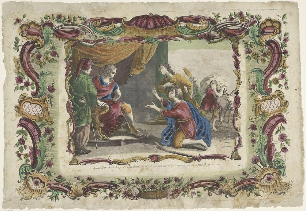 De broers van Jozef knielen voor hem in Egypte (1700 - 1799) by Giovanni Volpato and familie Remondini