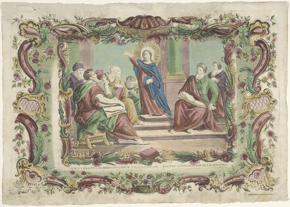 Christus tussen schriftgeleerden in tempel (1700 - 1799) by Giovanni Volpato and familie Remondini