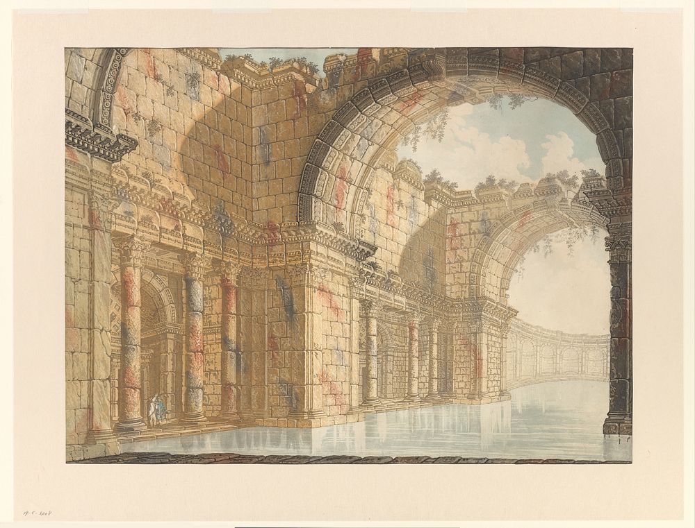 Ruïne van het keizerlijk badhuis in Calabrië (1784) by Johann Gottlieb Prestel and Alessandro Moretti