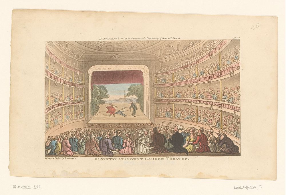 Doctor Syntax kijkt naar een voorstelling in Covent Garden Theatre (1817) by Thomas Rowlandson, Thomas Rowlandson and…