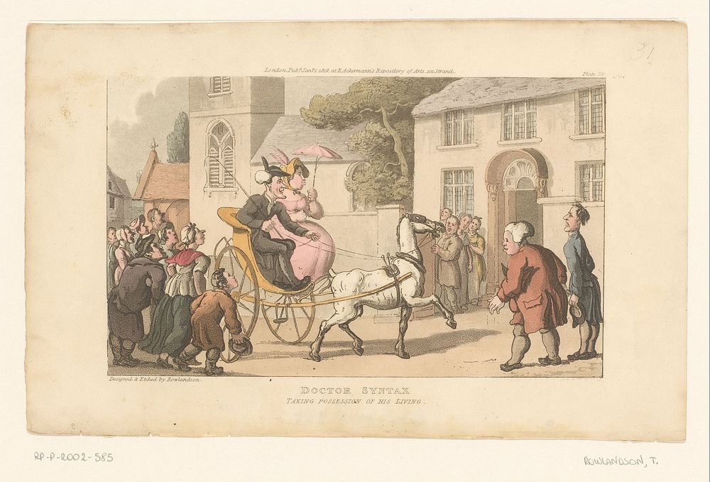Doctor Syntax en zijn vrouw rijden naar de domineeswoning (1819) by Thomas Rowlandson, Thomas Rowlandson and Rudolph…