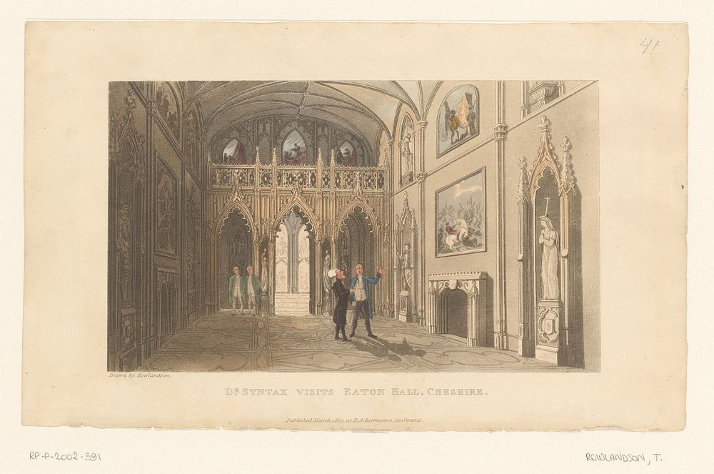 Doctor Syntax bezoekt Eaton Hall in Cheshire (1820) by Thomas Rowlandson, Thomas Rowlandson and Rudolph Ackermann