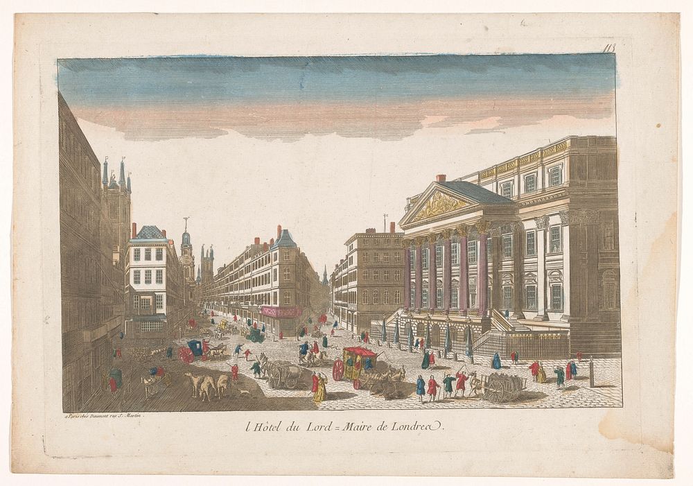 Gezicht op het Mansion House te Londen (1745 - 1775) by Jean François Daumont and anonymous