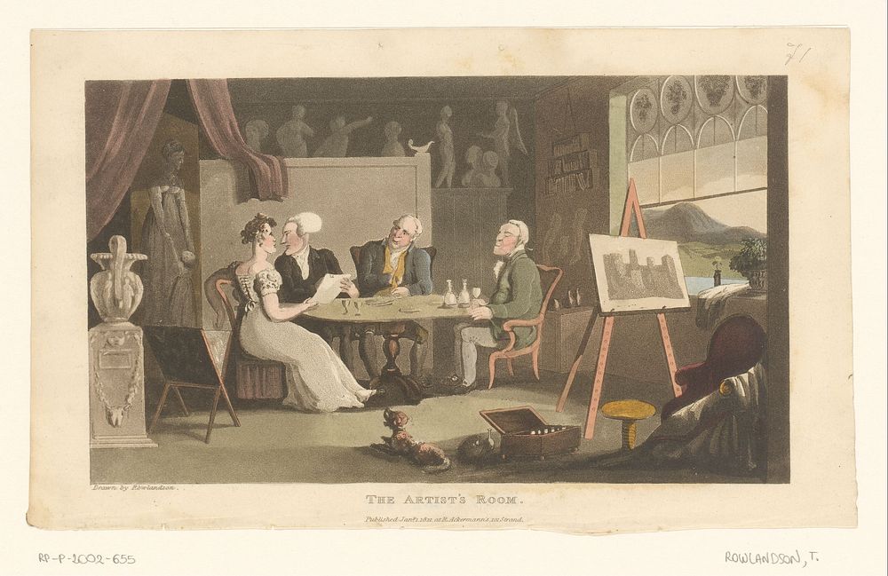 Doctor Syntax in het atelier van een kunstenaar (1821) by Thomas Rowlandson, Thomas Rowlandson and Rudolph Ackermann