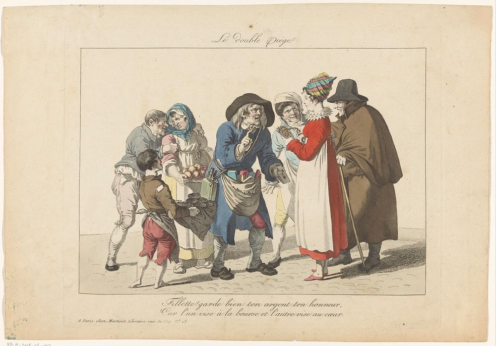 Gezelschap rond marktkoopman (1816) by anonymous and Aaron Martinet