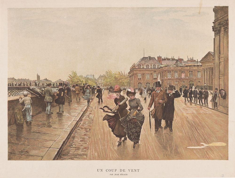 Gezicht op de Quai de Conti te Parijs (c. 1889) by anonymous and Jean Béraud