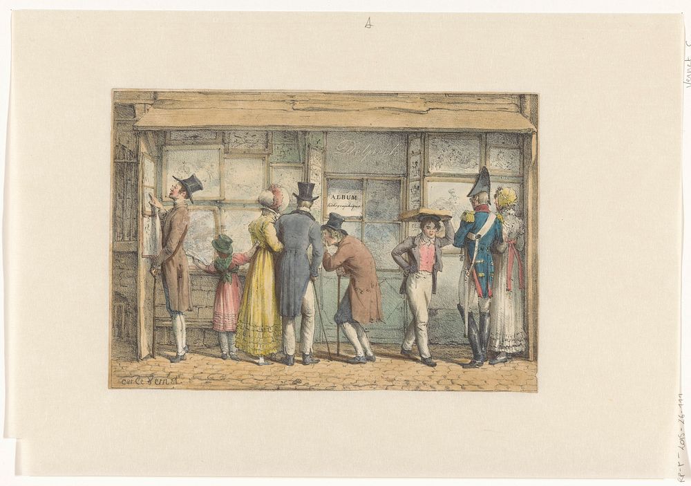 Etalage van drukker Delpech te Parijs (c. 1818 - c. 1825) by Carle Vernet and veuve Delpech Naudet