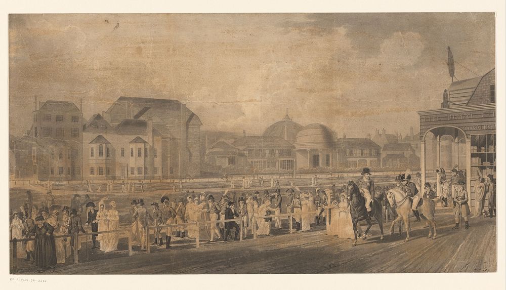 Stadsgezicht met twee mannen te paard (c. 1775 - c. 1850) by anonymous
