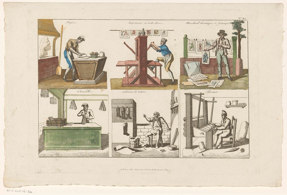 Zes beroepen (c. 1800) by anonymous, Jean Baptiste Jean and Auguste Jean uitgever