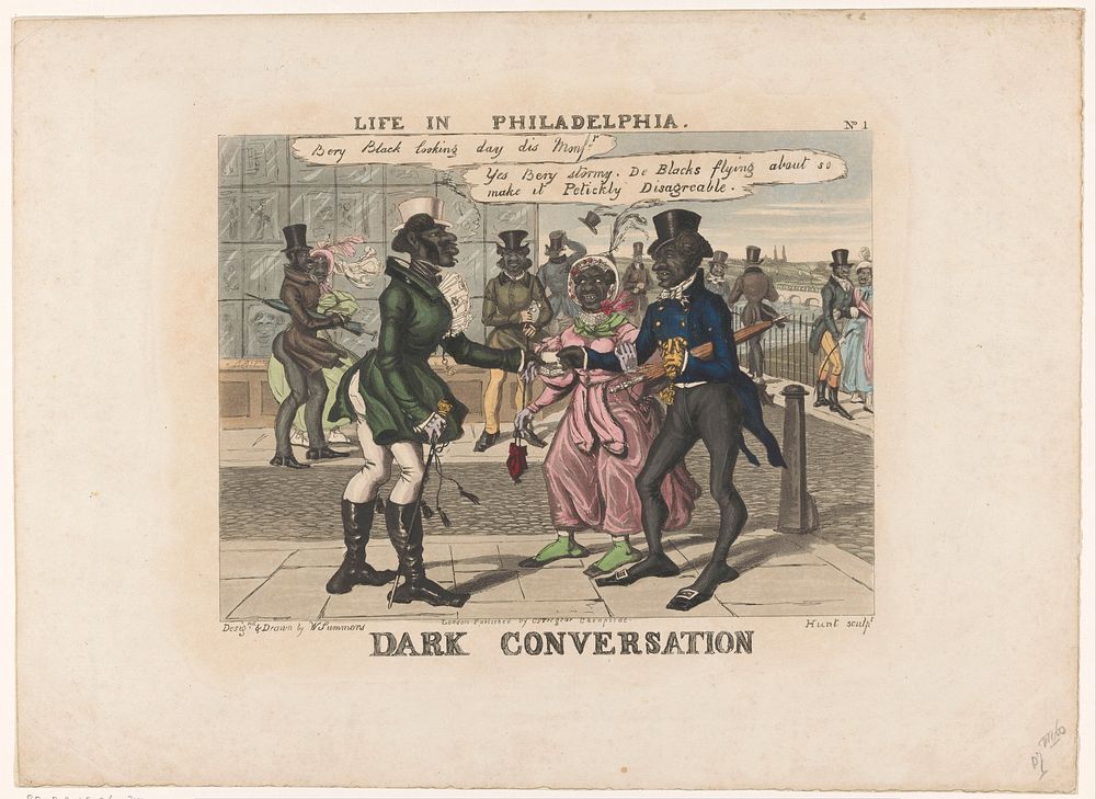 Spotprent op zwarte inwoners van Philadelphia (1834) by Charles Hunt, William Summers and Gabriel Shire Tregear