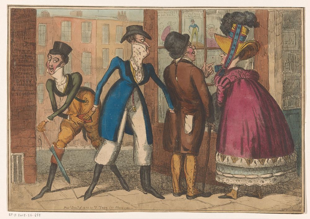Man wordt bestolen voor een prenthandel (1818) by Isaac Cruikshank and Thomas Tegg