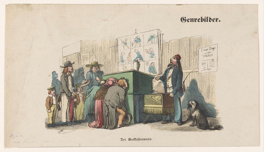 Mensen in de rij voor een kijkkast (1848 - 1898) by anonymous