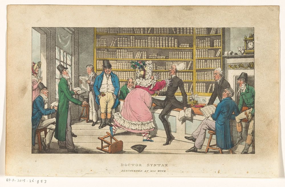 Doctor Syntax ontdekt door zijn vrouw (1820) by anonymous, Charles Williams and W Wright uitgever