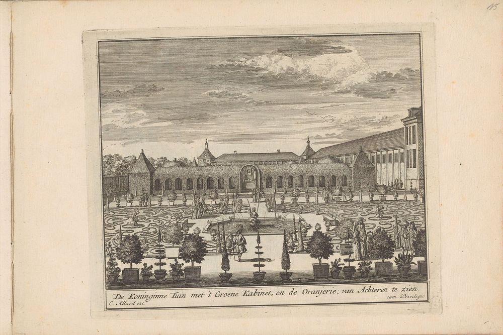 Gezicht op de Koninginnetuin bij Paleis Het Loo (1702) by Laurens Scherm, Laurens Scherm, Carel Allard and Staten van…