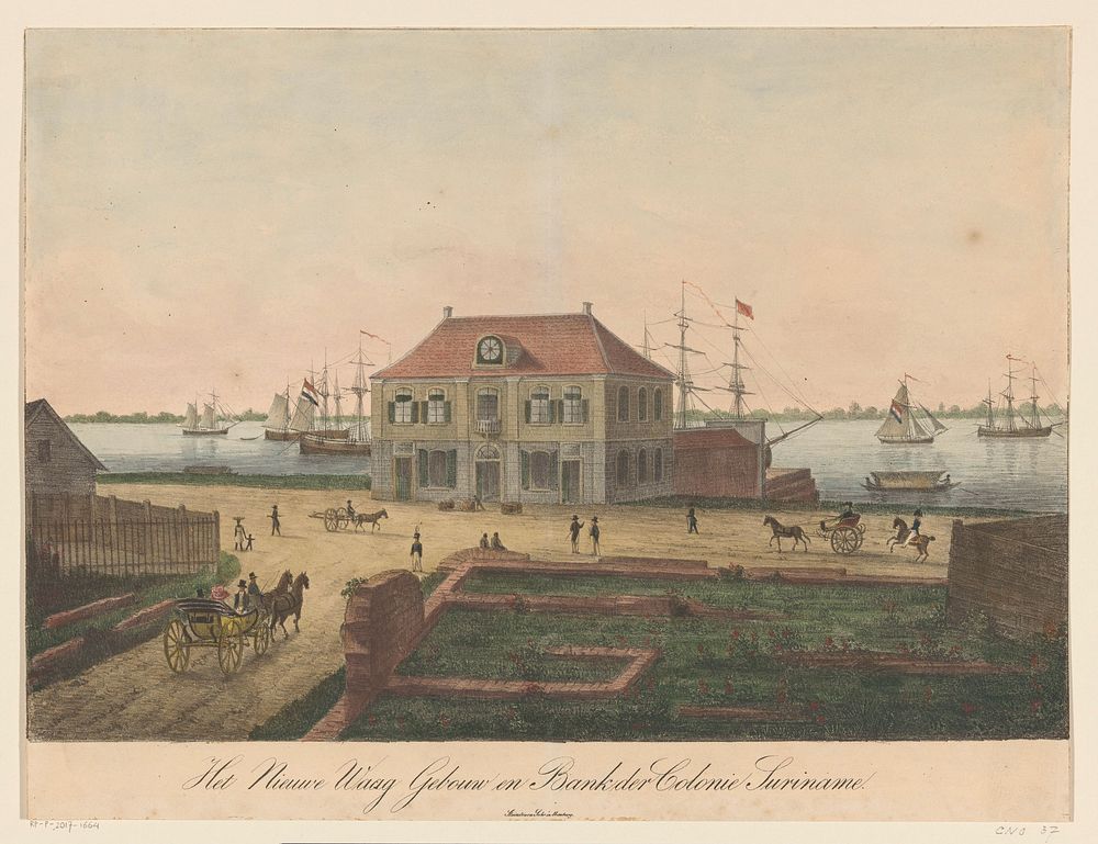 Nieuwe Waag aan de Waterkant te Paramaribo (1829 - 1830) by anonymous and Peter Suhr