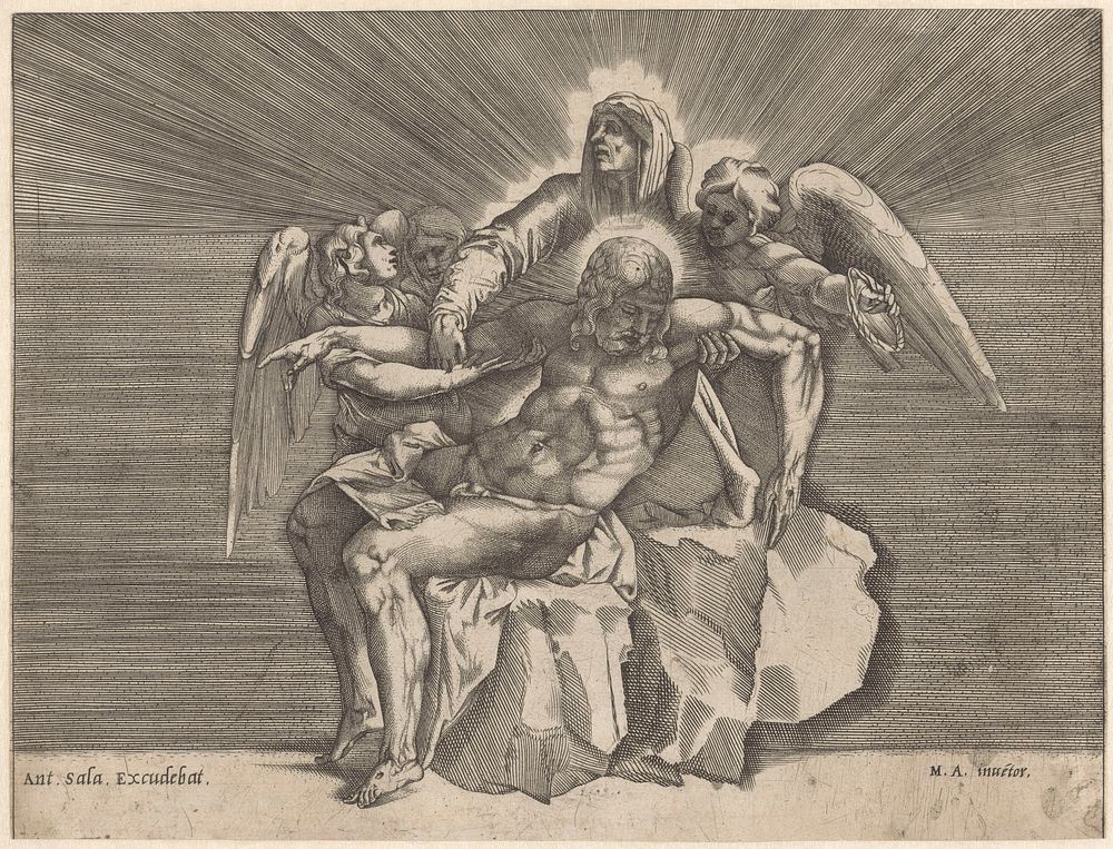 Pieta (1540 - 1562) by Giulio Sanuto, Michelangelo and Antonio Salamanca
