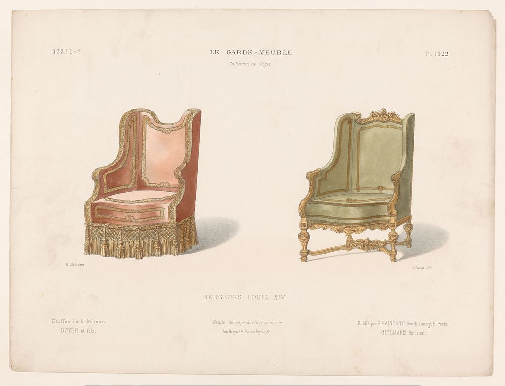 Twee stoelen (1885 - 1895) by Chanat, Becquet frères, Eugène Maincent and Désiré Guilmard