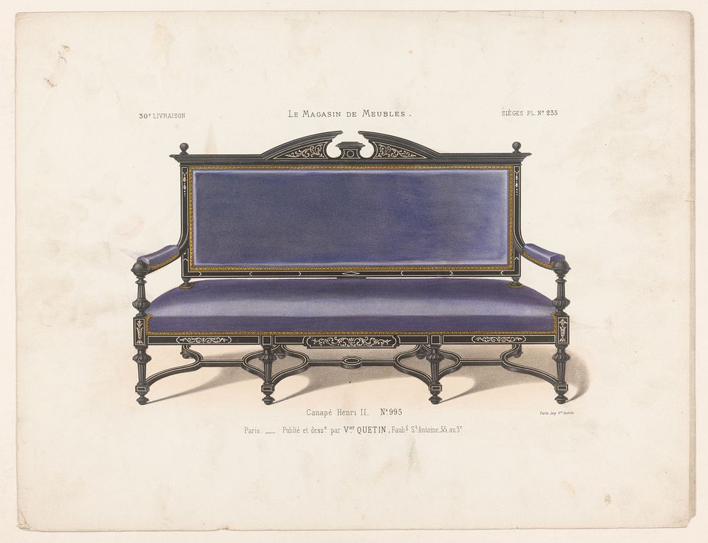 Canapé (1832 - 1877) by anonymous, Victor Joseph Quétin, Victor Joseph Quétin and Victor Joseph Quétin