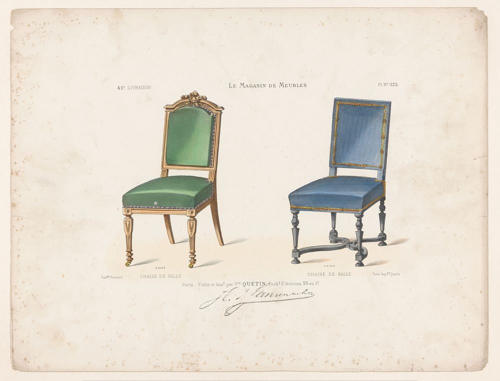 Twee stoelen (1832 - 1877) by anonymous, Victor Joseph Quétin, Victor Joseph Quétin and Victor Joseph Quétin