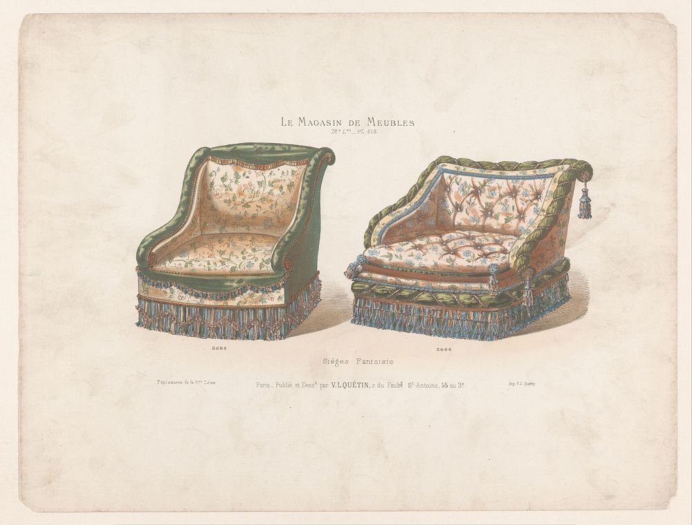 Twee stoelen (1878 - in or after 1904) by anonymous, Victor Léon Michel Quétin, Victor Léon Michel Quétin and Victor Léon…