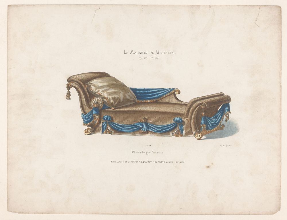 Chaise longue (1878 - in or after 1904) by anonymous, Victor Léon Michel Quétin, Victor Léon Michel Quétin and Victor Léon…