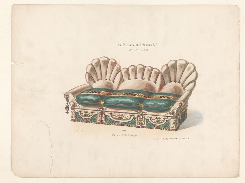 Canapé (1878 - in or after 1904) by anonymous, Victor Léon Michel Quétin, Victor Léon Michel Quétin and Victor Léon Michel…