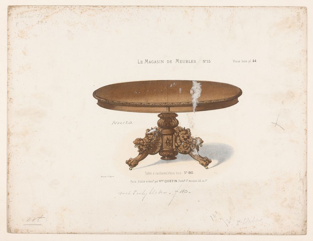 Tafel (1832 - 1877) by anonymous, Victor Joseph Quétin, Victor Joseph Quétin and Victor Joseph Quétin
