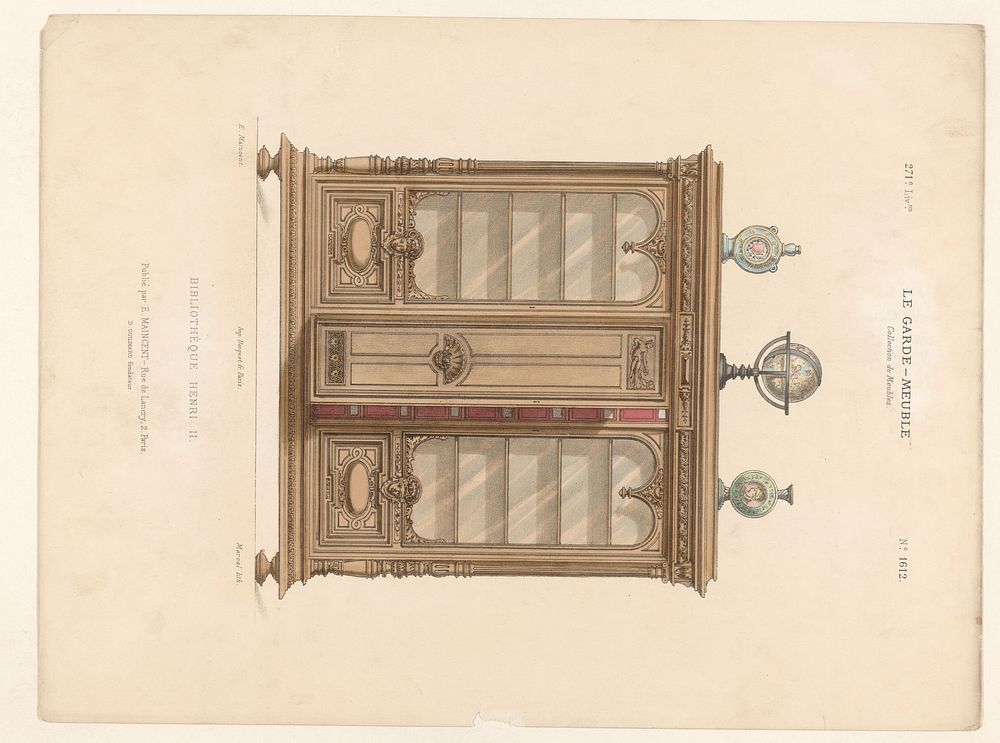 Boekenkast (1885 - 1895) by Marcal, Becquet frères, Eugène Maincent and Désiré Guilmard