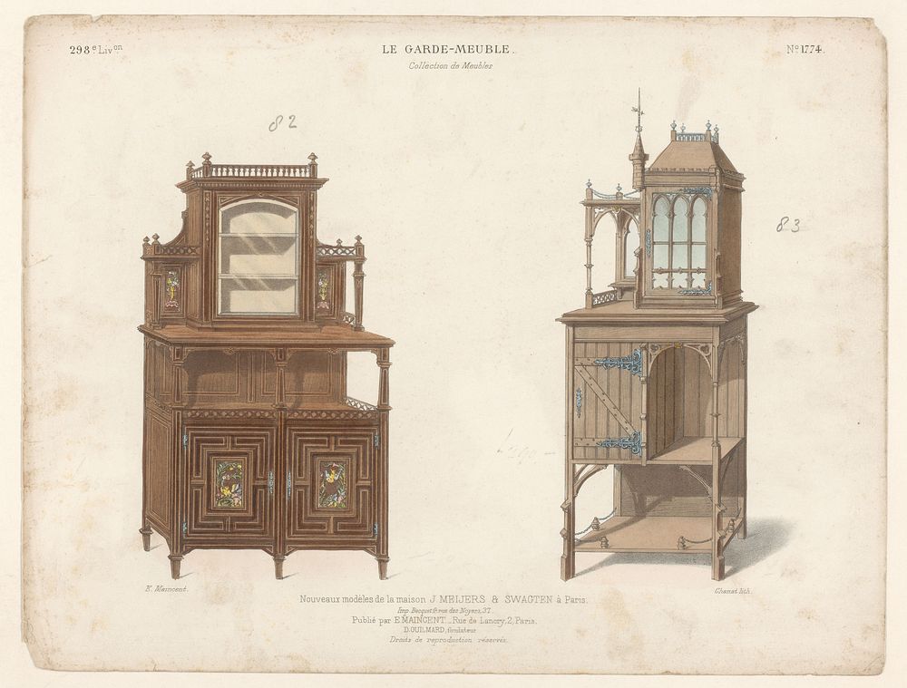 Twee kasten (1885 - 1895) by Chanat, Becquet frères, Eugène Maincent and Désiré Guilmard